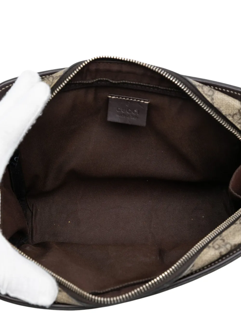 Pre-owned Gucci 2016-2025 Gg Supreme Clutch Bag In Brown