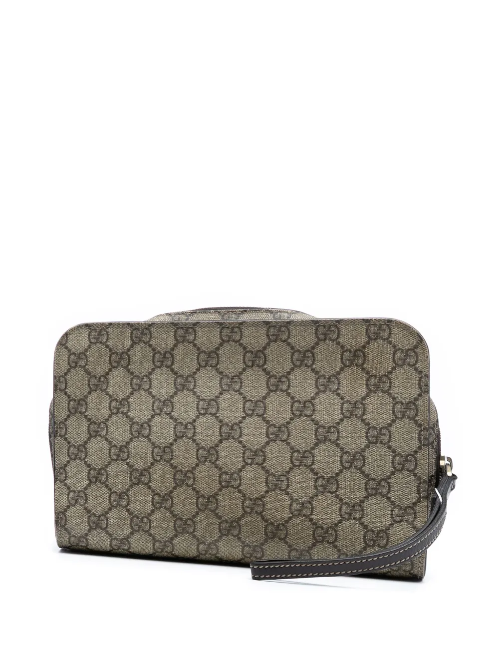 Pre-owned Gucci 2016-2025 Gg Supreme Clutch Bag In Brown