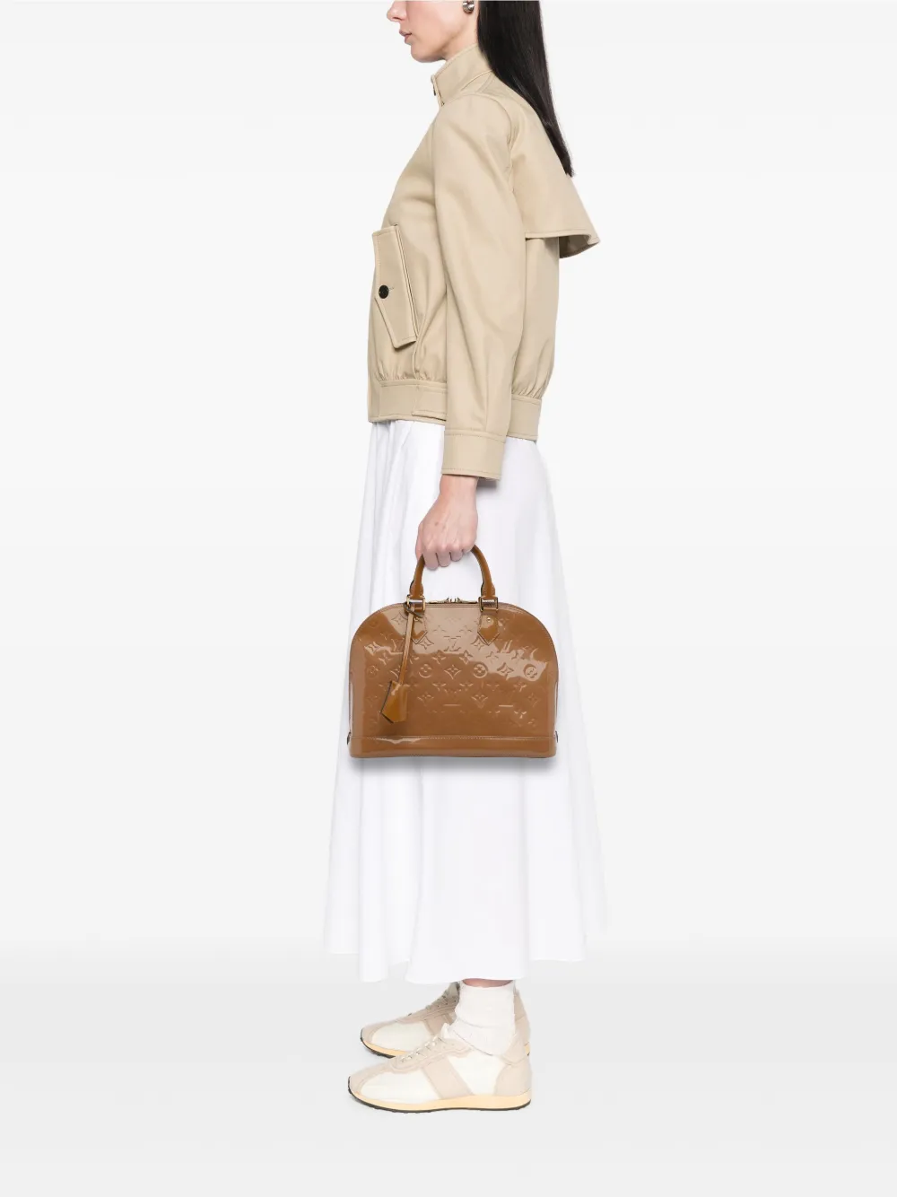 Pre-owned Louis Vuitton 2012 Monogram Vernis Alma Pm Handbag In Brown
