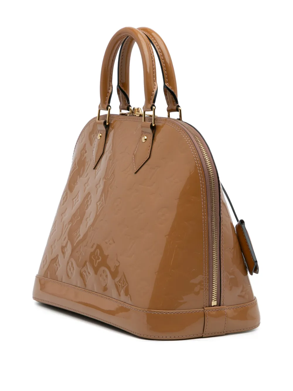 Pre-owned Louis Vuitton 2012 Monogram Vernis Alma Pm Handbag In Brown