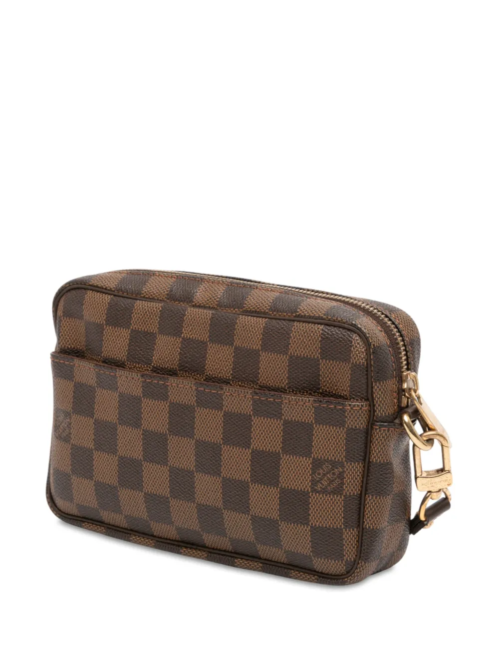 Pre-owned Louis Vuitton 2009 Damier Ebene Pochette Billets Macao Clutch Bag In Brown