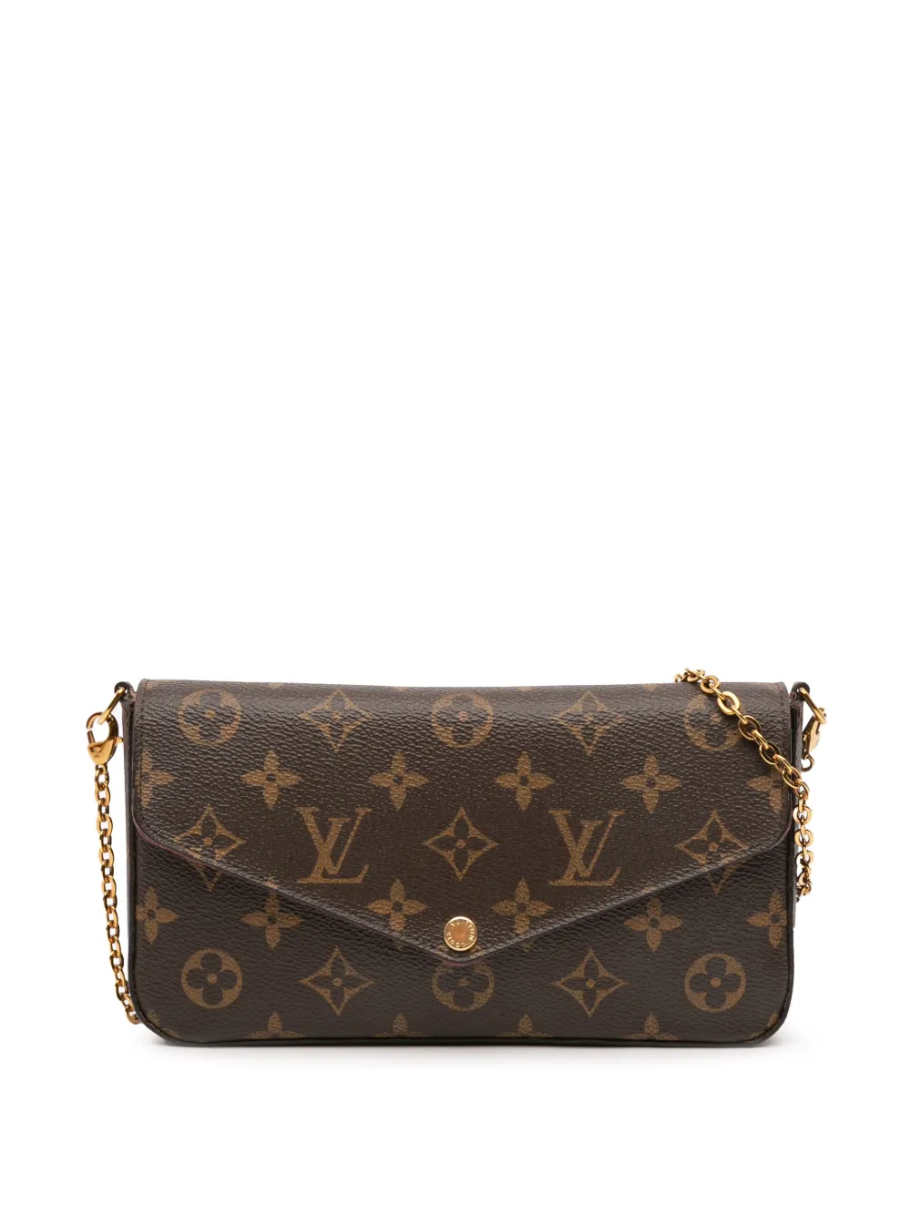 Pre-owned Louis Vuitton 2015 Monogram Pochette Felicie Crossbody Bag In Brown