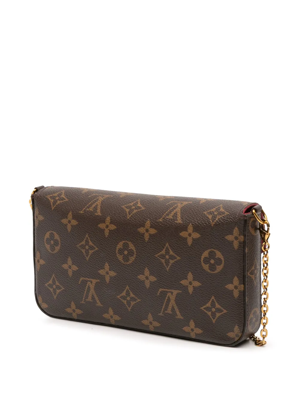 Pre-owned Louis Vuitton 2015 Monogram Pochette Felicie Crossbody Bag In Brown