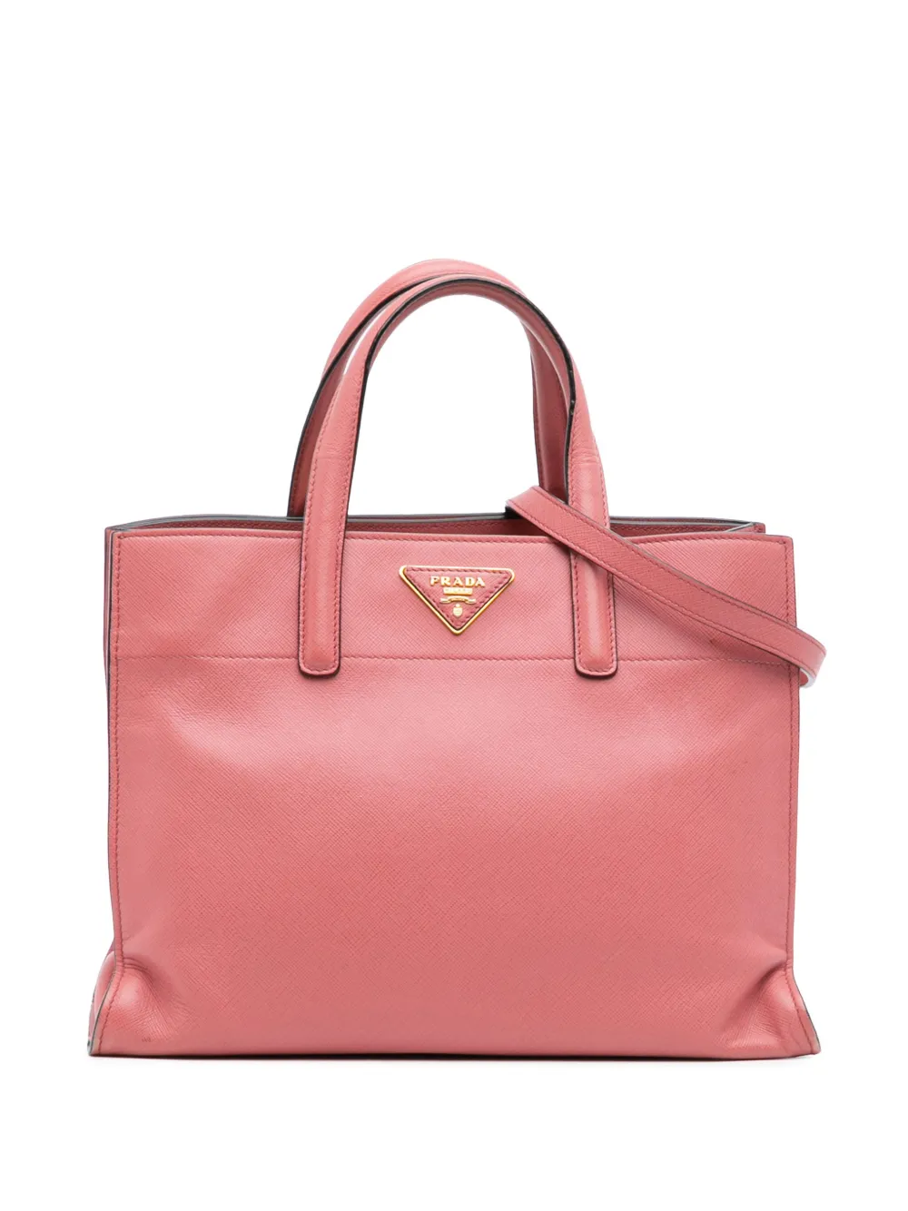 Pre-owned Prada 2000-2025 Saffiano Soft Triple Pocket Tote Satchel In Pink