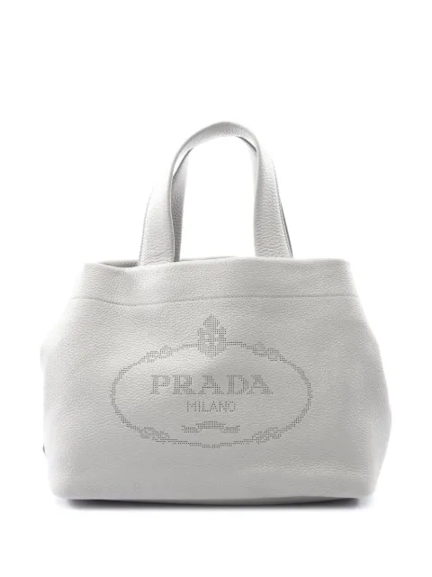 Prada Pre-Owned 2013-2025 Vitello Daino Soft Tote Bag mit perforiertem Logo