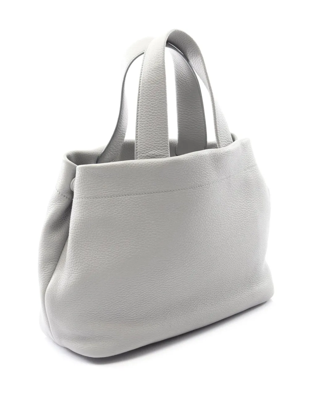 Pre-owned Prada 2013-2025 Vitello Daino Soft Perforated Logo Tote Bag In Gray