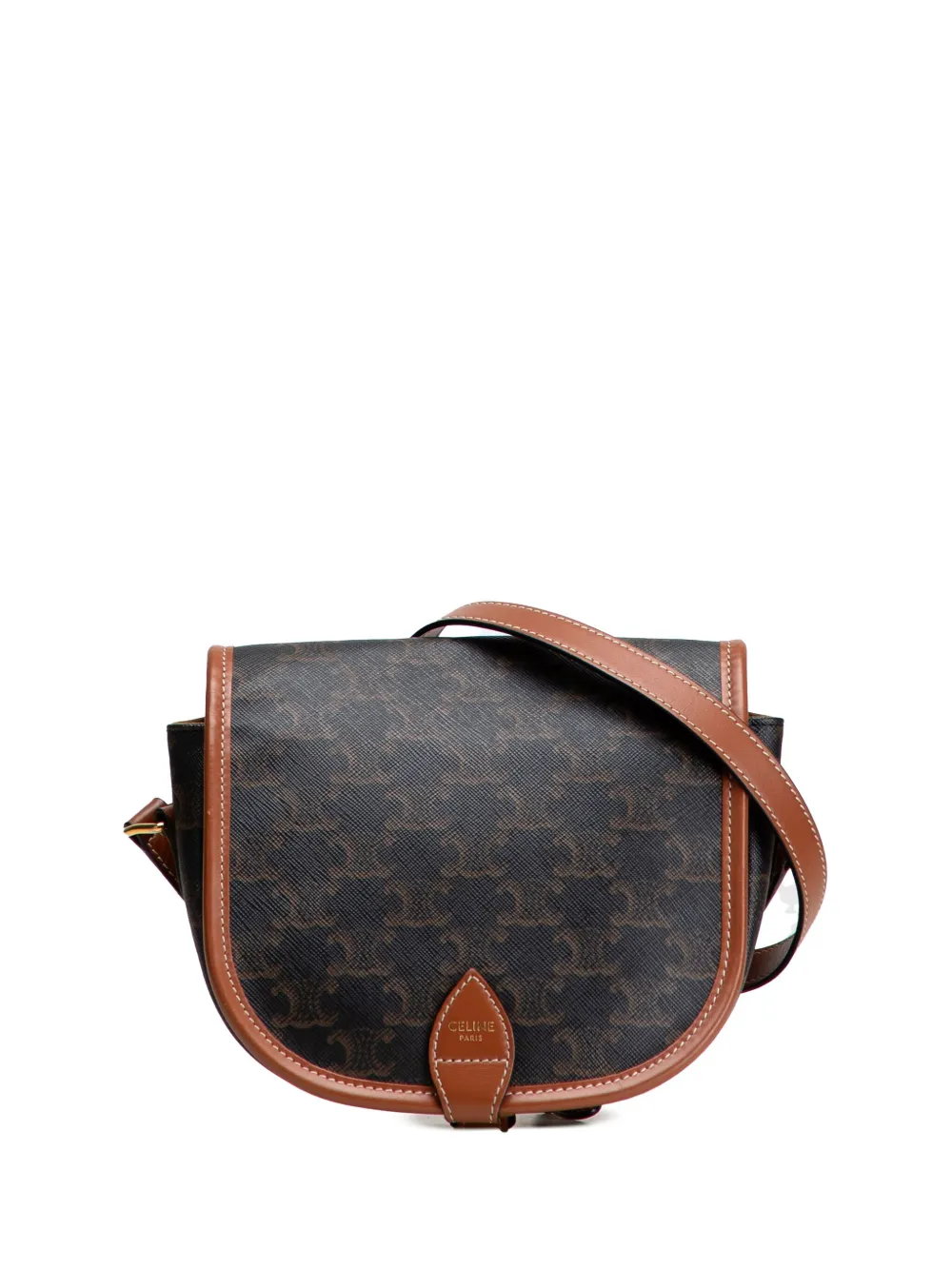 Celine Pre-Owned 2020 Medium Triomphe Coated Canvas Folco crossbody bag | Brown | Image 1