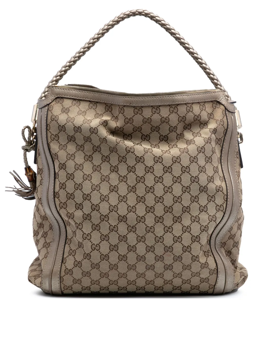 Pre-owned Gucci 2016-2025 Large Gg Canvas Bella Shoulder Bag In Brown