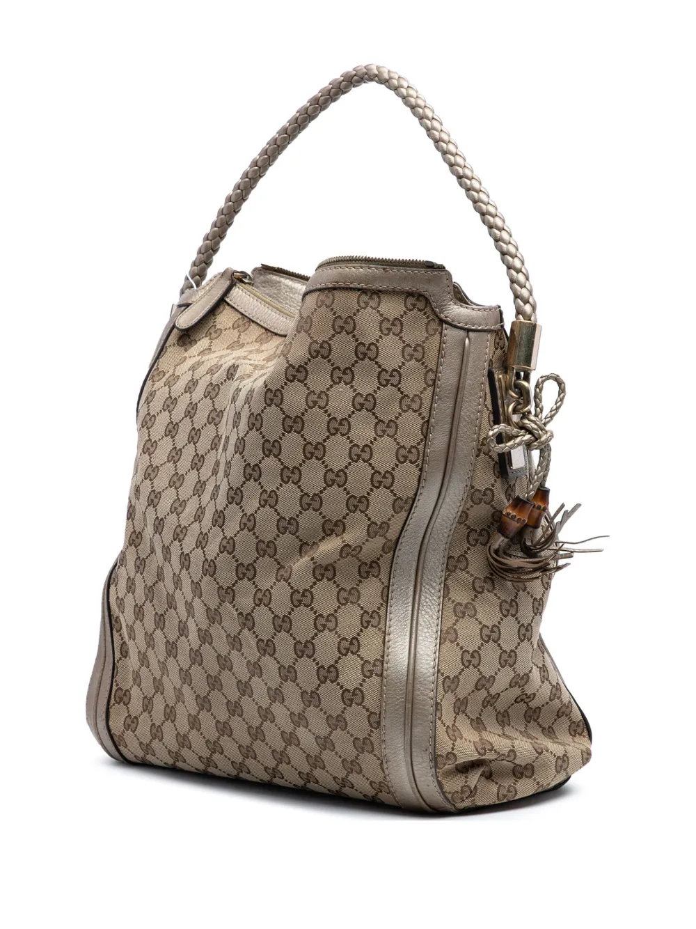 Pre-owned Gucci 2016-2025 Large Gg Canvas Bella Shoulder Bag In Brown