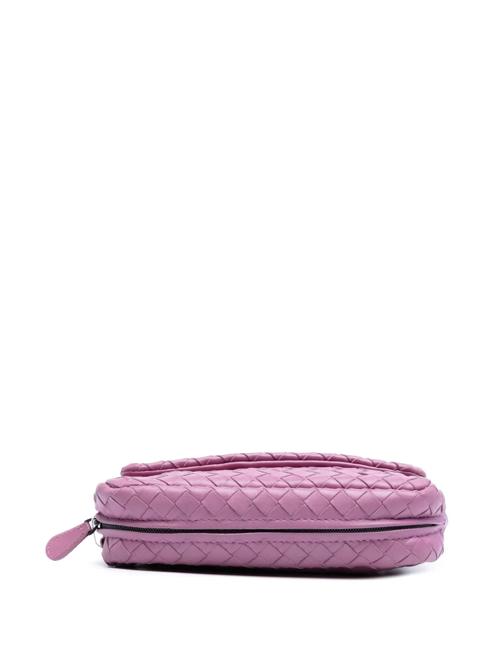 BOTTEGA VENETA Pre-owned 2012-2025 Mini Nappa Intrecciato Expandable Chain Flap Crossbody Bag In Pink