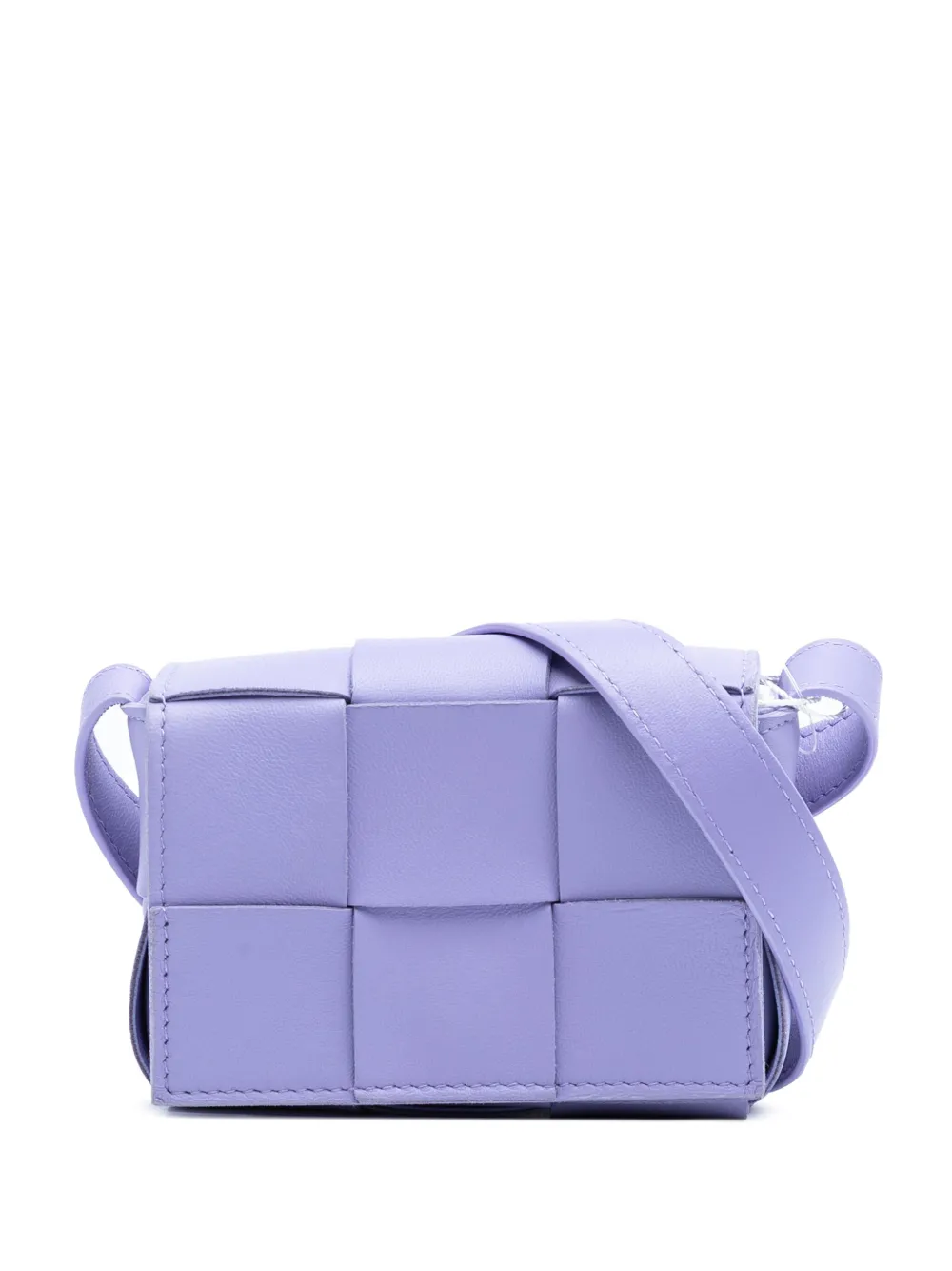 Pre-owned Bottega Veneta 2019-2025 Extra Mini Nappa Maxi Intrecciato Cassette Crossbody Bag In Purple