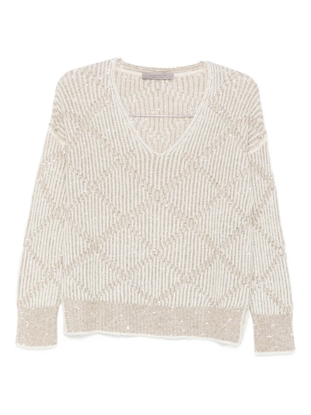 D Exterior Classic Knit Sweater With Relaxed Fit And Timeless Appeal In Neutral