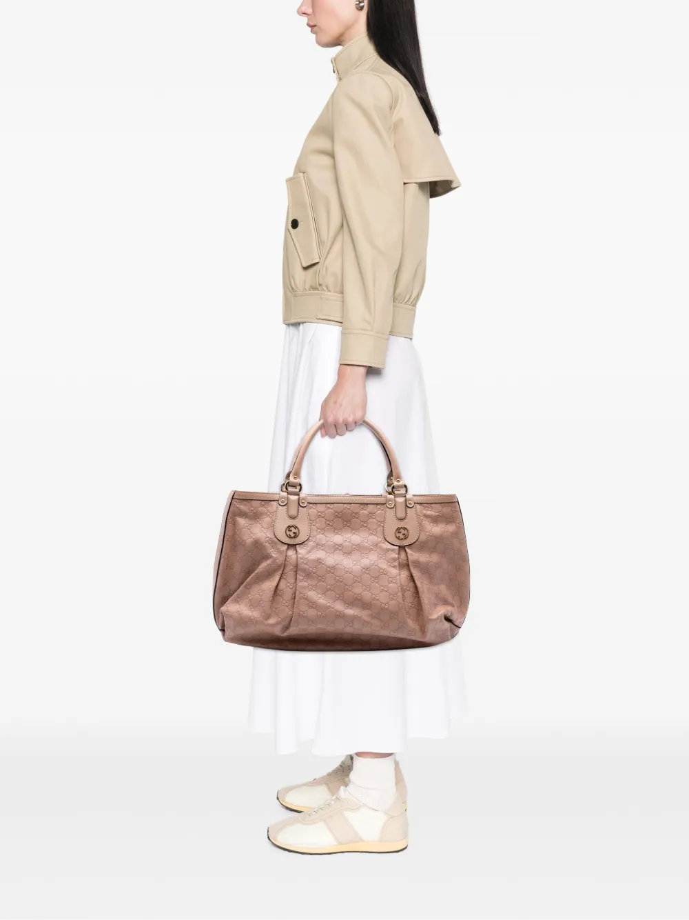 Pre-owned Gucci 2016-2025 Large Ssima Scarlett Tote Bag In Pink