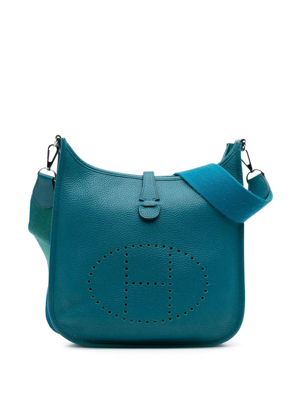 Pre-owned Hermes 2013 Clemence Evelyne Iii 29 Crossbody Bag In Blue