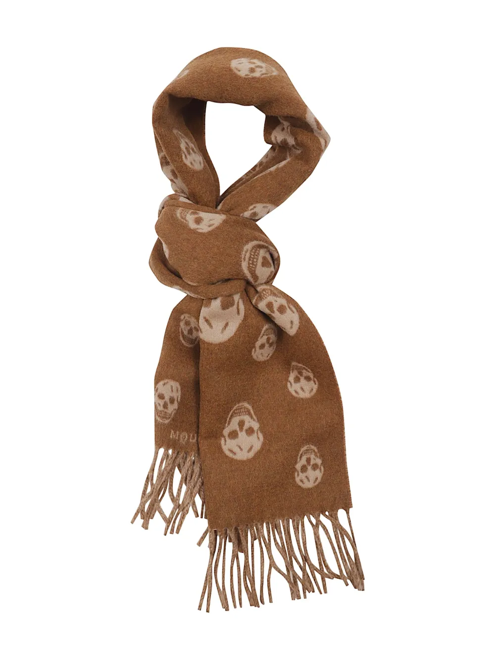 Alexander McQueen skull-print fringed scarf | Neutrals | Image 1