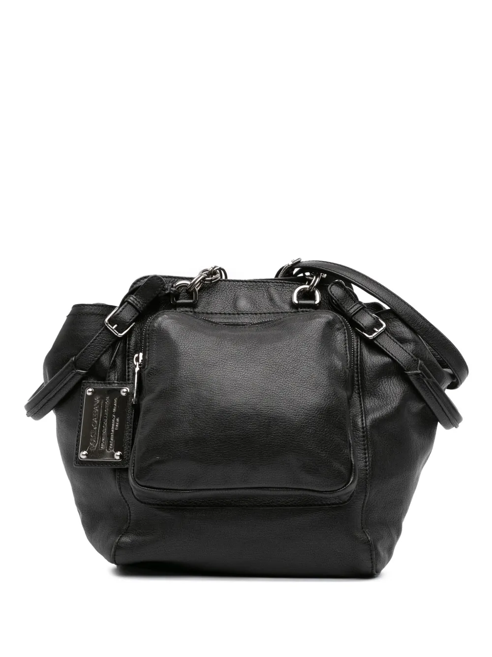Pre-owned Dolce & Gabbana 2008 Leather Miss Pocket Satchel In Black