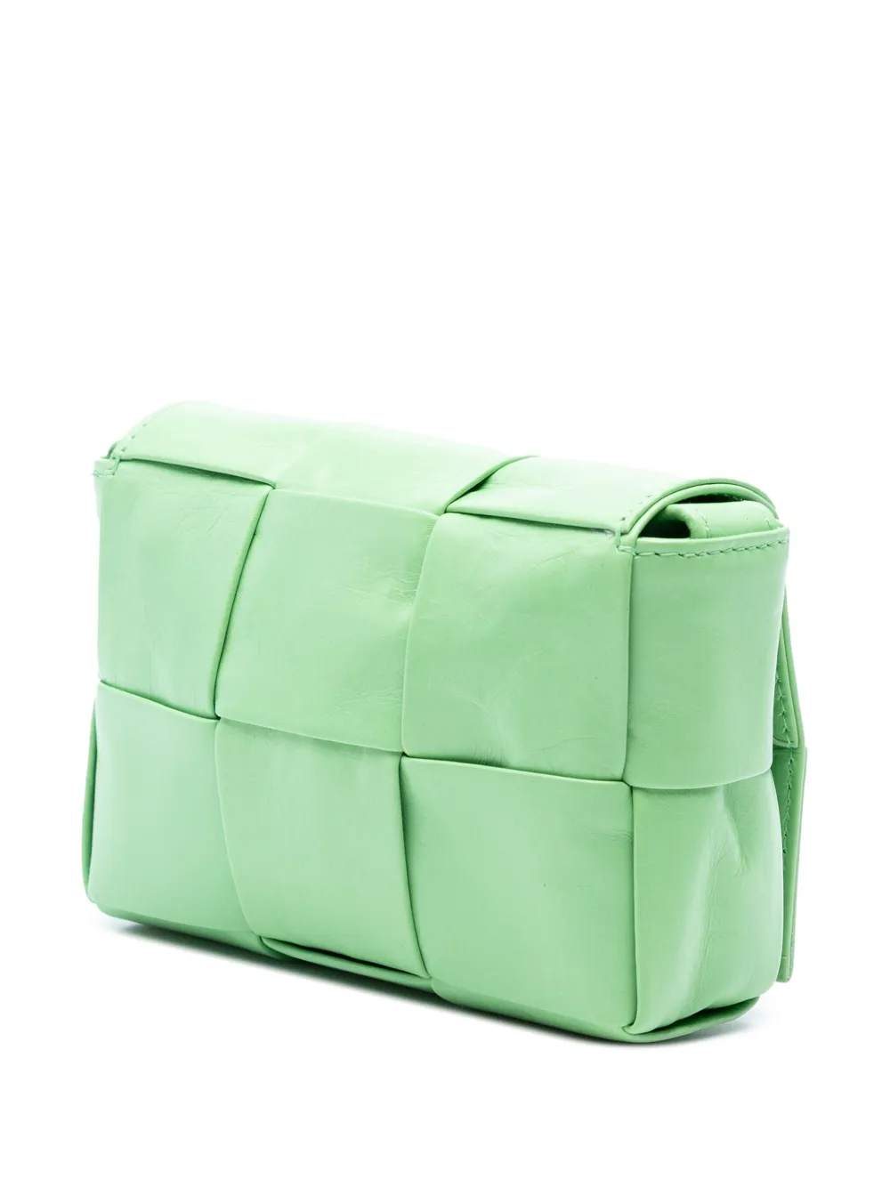 Pre-owned Bottega Veneta 2012-2025 Extra Mini Nappa Intrecciato Cassette Crossbody Bag In Green