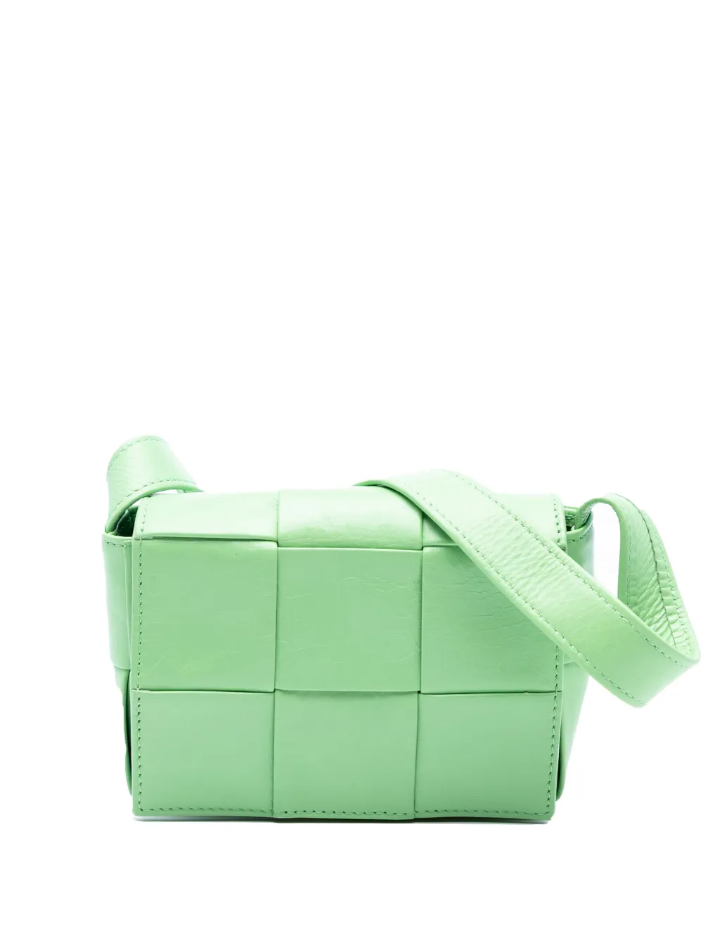 Pre-owned Bottega Veneta 2012-2025 Extra Mini Nappa Intrecciato Cassette Crossbody Bag In Green