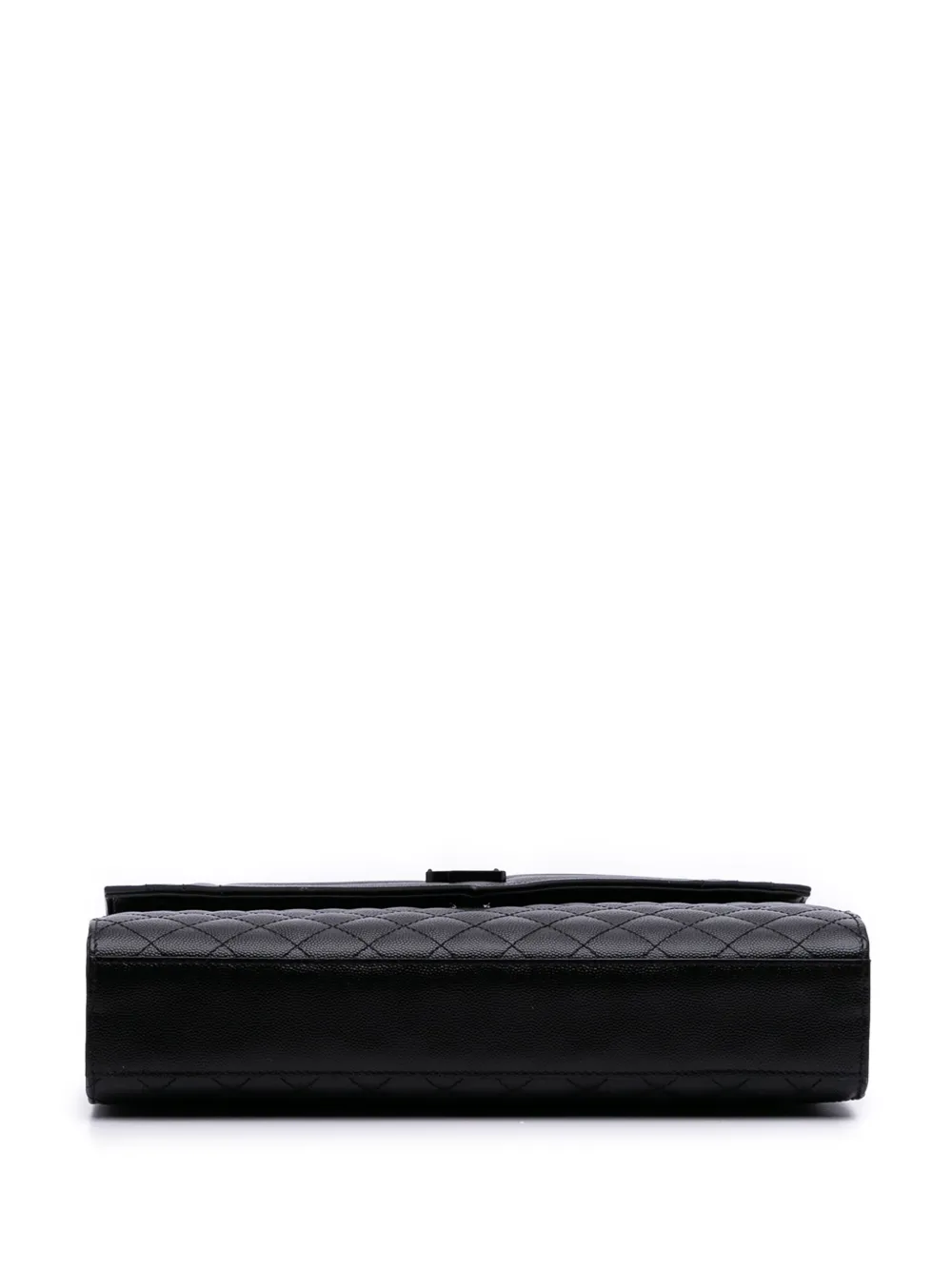 Pre-owned Saint Laurent 2019 Large Grain De Poudre Triquilt Monogram Envelope Bag Shoulder Bag In Black