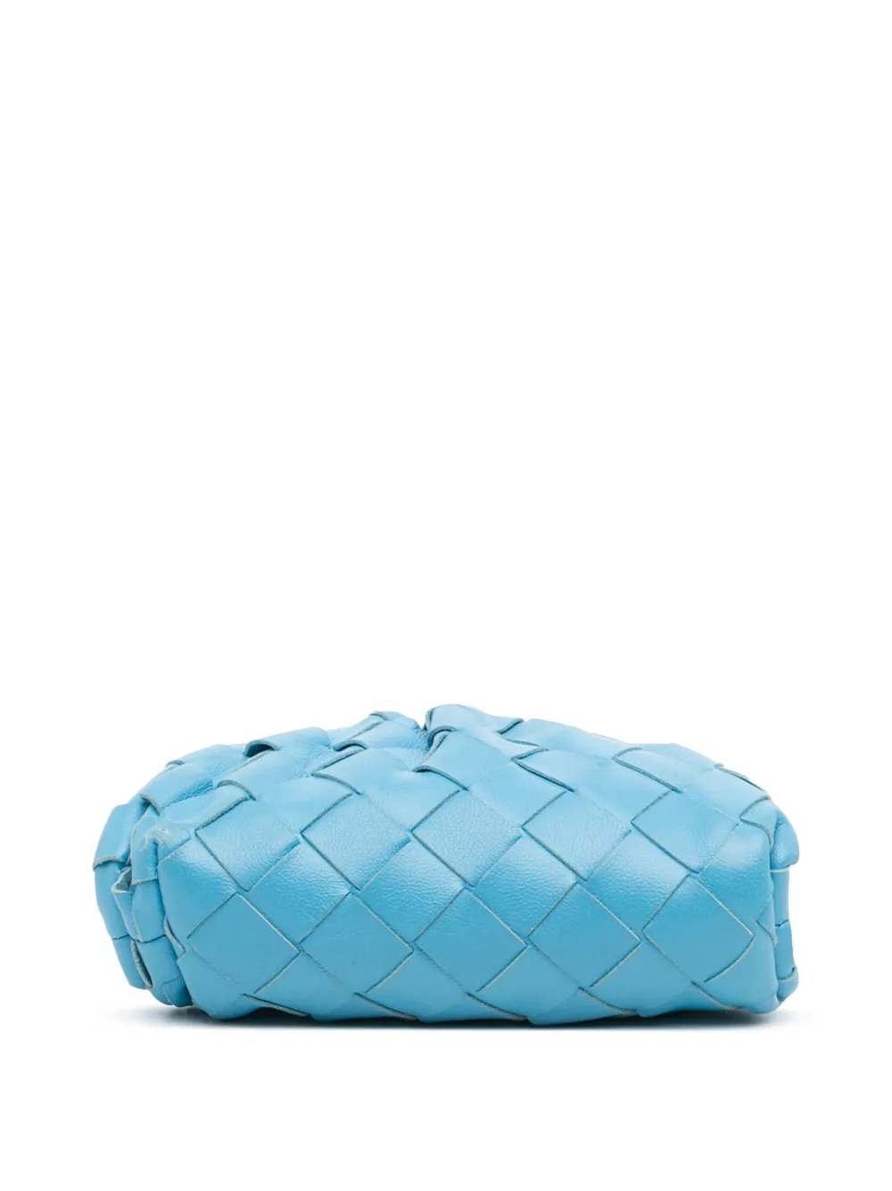 Pre-owned Bottega Veneta 2012-2025 Nappa Intrecciato The Extra Mini Pouch Crossbody Bag In Blue