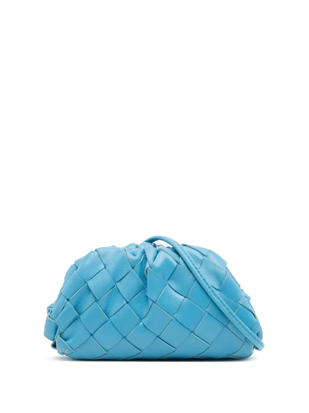 Pre-owned Bottega Veneta 2012-2025 Nappa Intrecciato The Extra Mini Pouch Crossbody Bag In Blue
