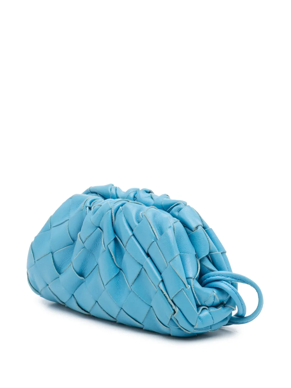 Pre-owned Bottega Veneta 2012-2025 Nappa Intrecciato The Extra Mini Pouch Crossbody Bag In Blue