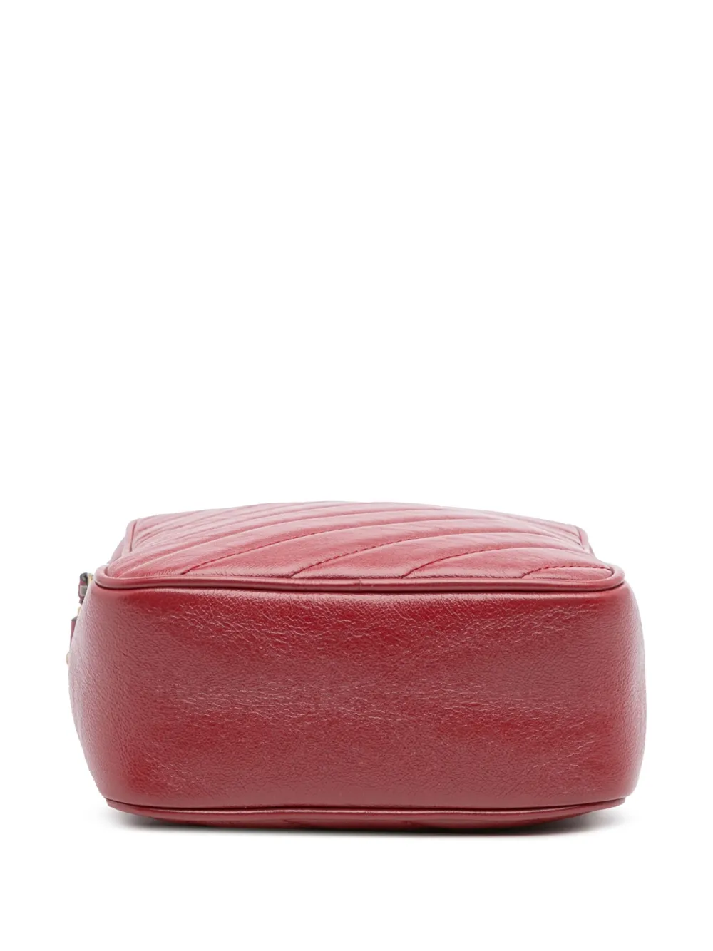 Pre-owned Gucci 2016-2025 Gg Marmont Matelasse Leather Double Zip Crossbody Bag In Red