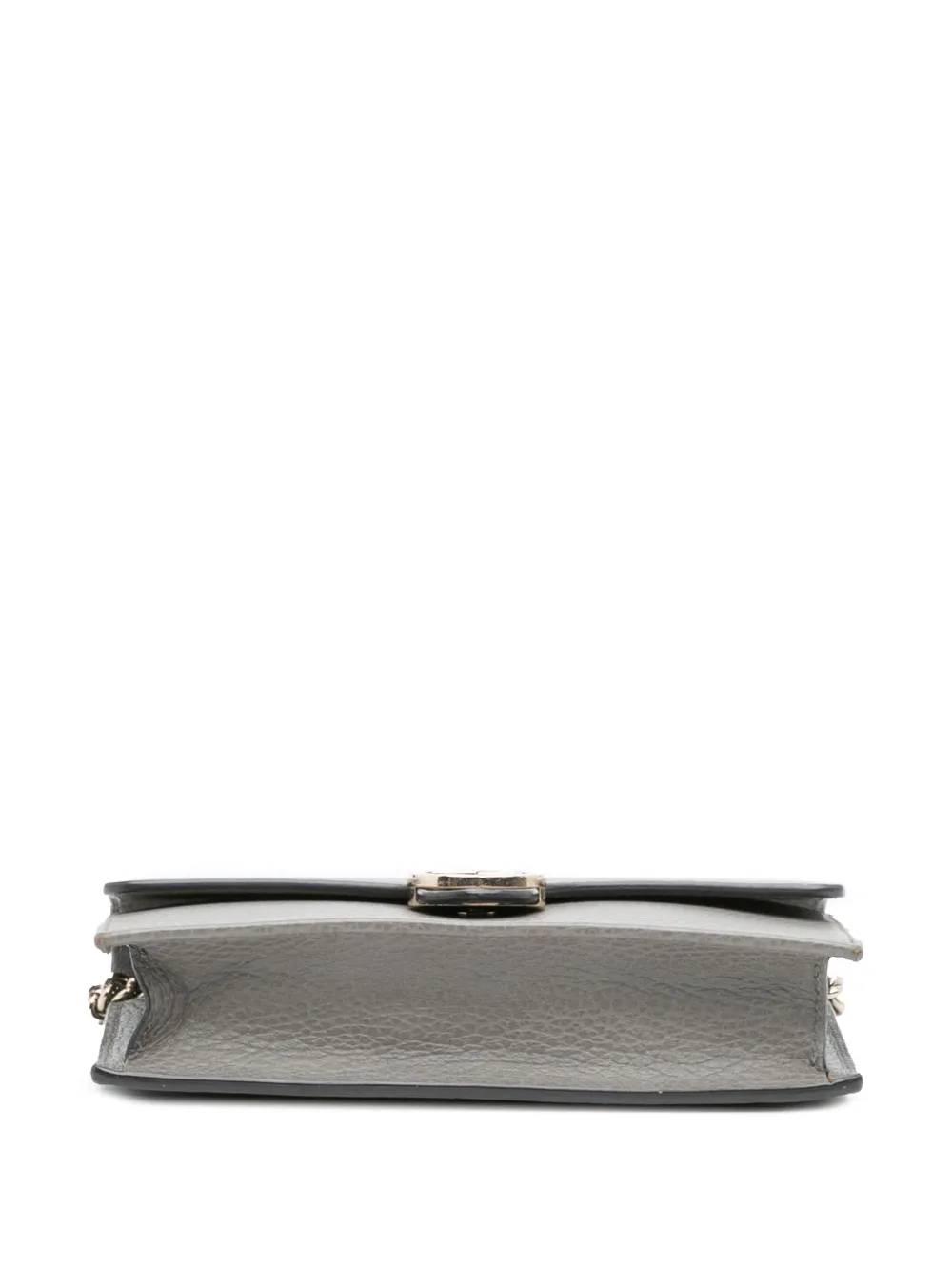 Pre-owned Gucci 2016-2025 Leather Interlocking G Dollar Wallet On Chain Crossbody Bag In Gray