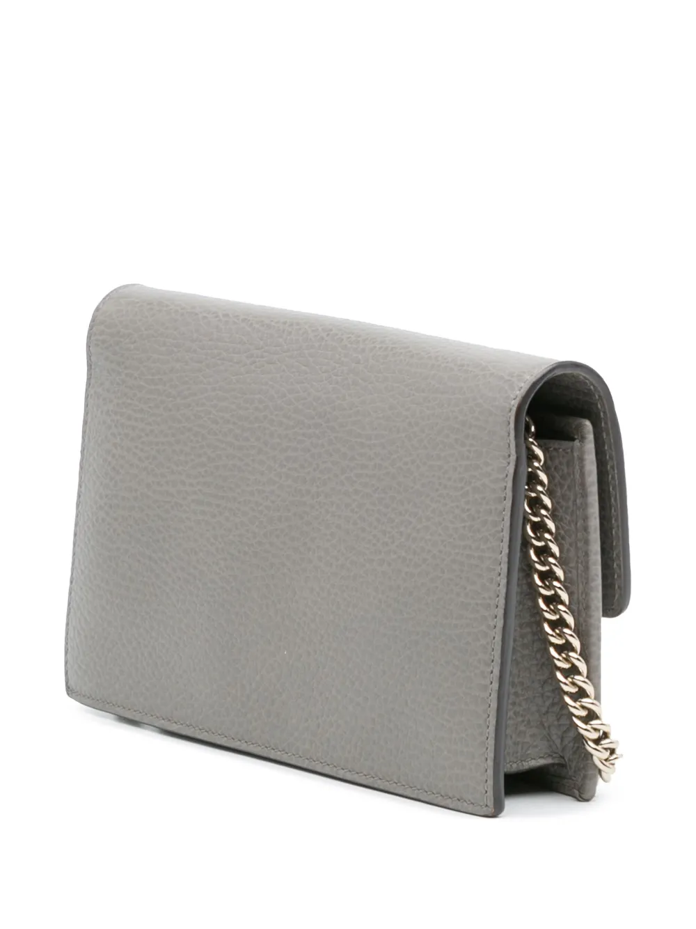 Pre-owned Gucci 2016-2025 Leather Interlocking G Dollar Wallet On Chain Crossbody Bag In Gray