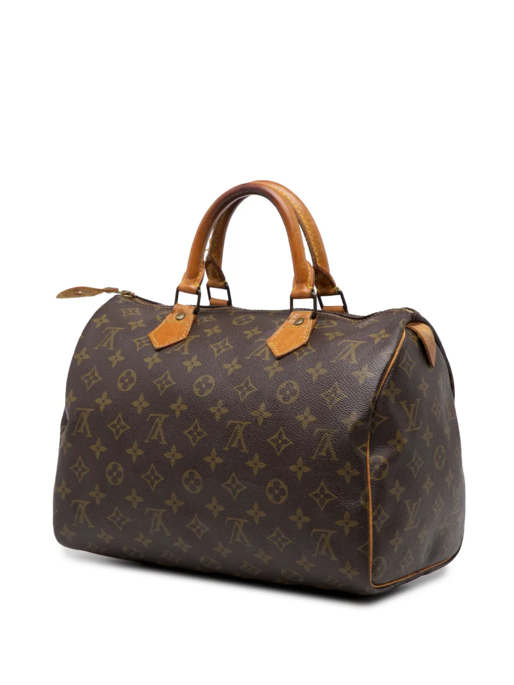 Pre-owned Louis Vuitton 1987 Monogram Speedy 30 Boston Bag In Brown