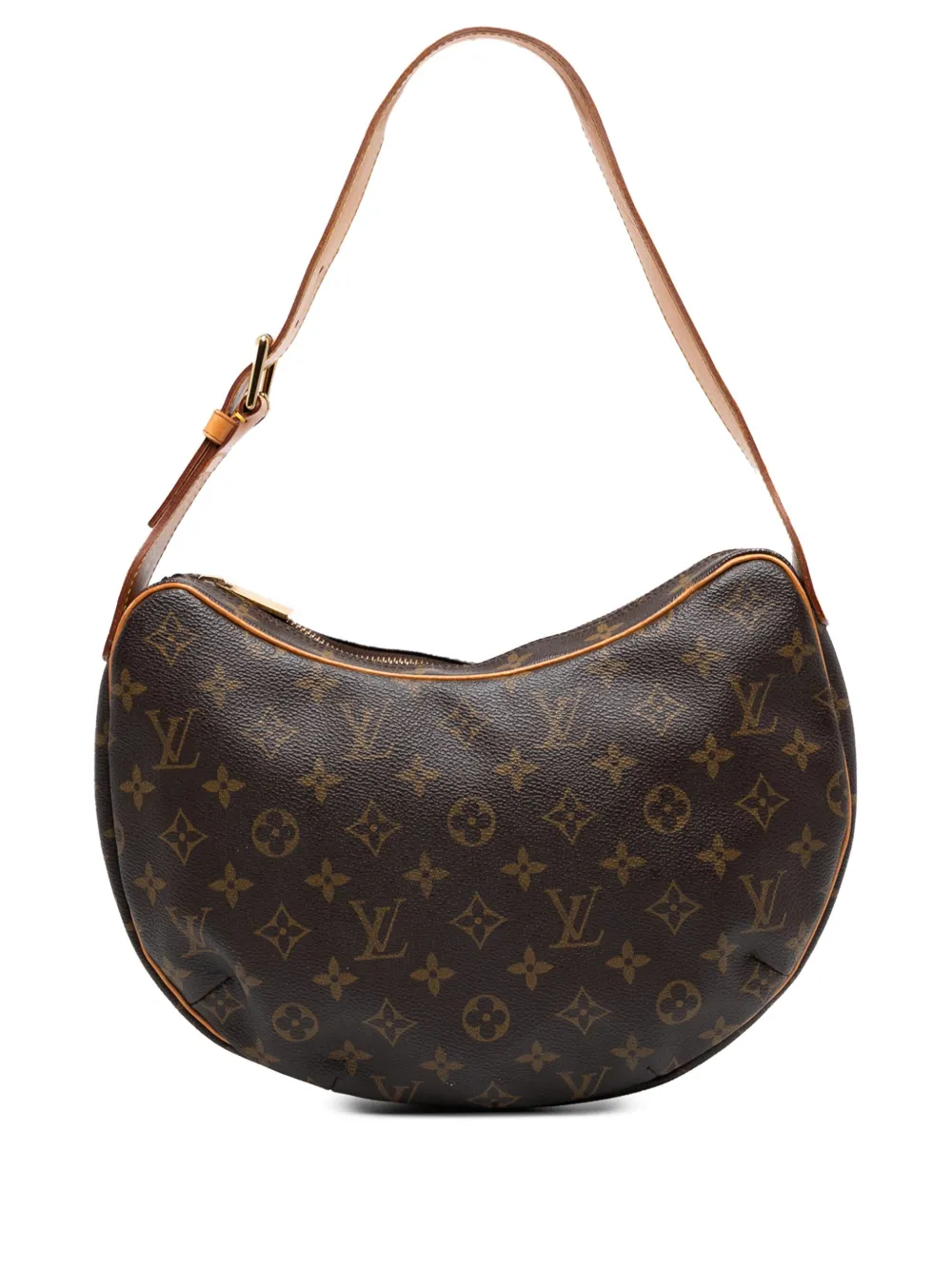 Pre-owned Louis Vuitton 2003 Monogram Croissant Mm Hobo Bag In Brown