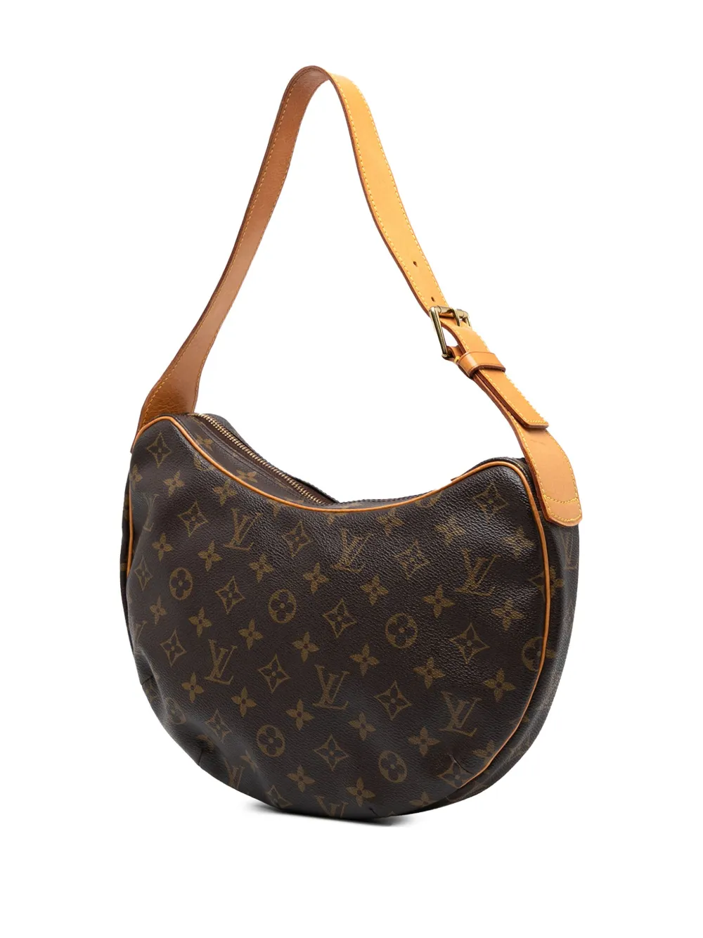 Pre-owned Louis Vuitton 2003 Monogram Croissant Mm Hobo Bag In Brown