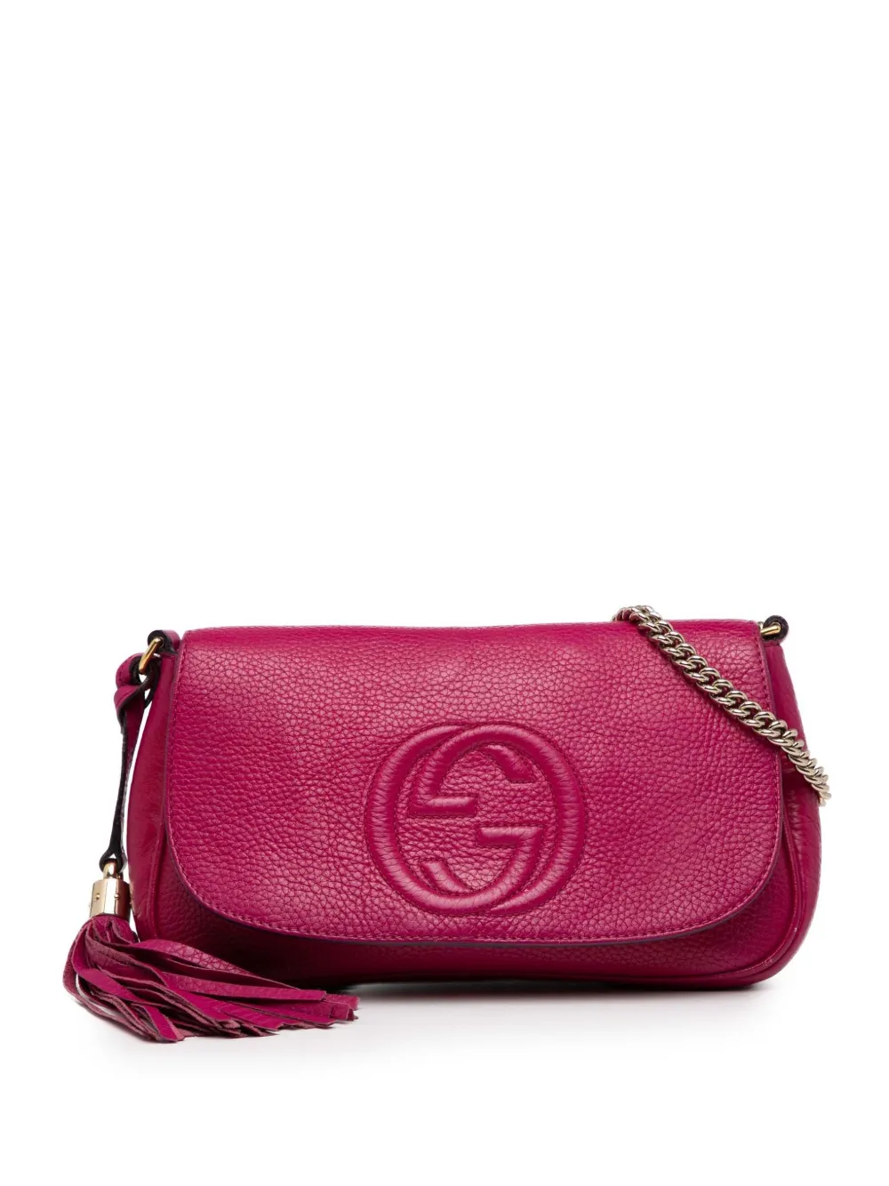 Pre-owned Gucci 2000-2015 Medium Leather Soho Chain Flap Crossbody Bag In Pink