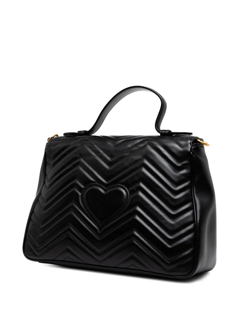 Pre-owned Gucci 2016-2025 Medium Gg Marmont Matelasse Leather Top Handle Satchel In Black