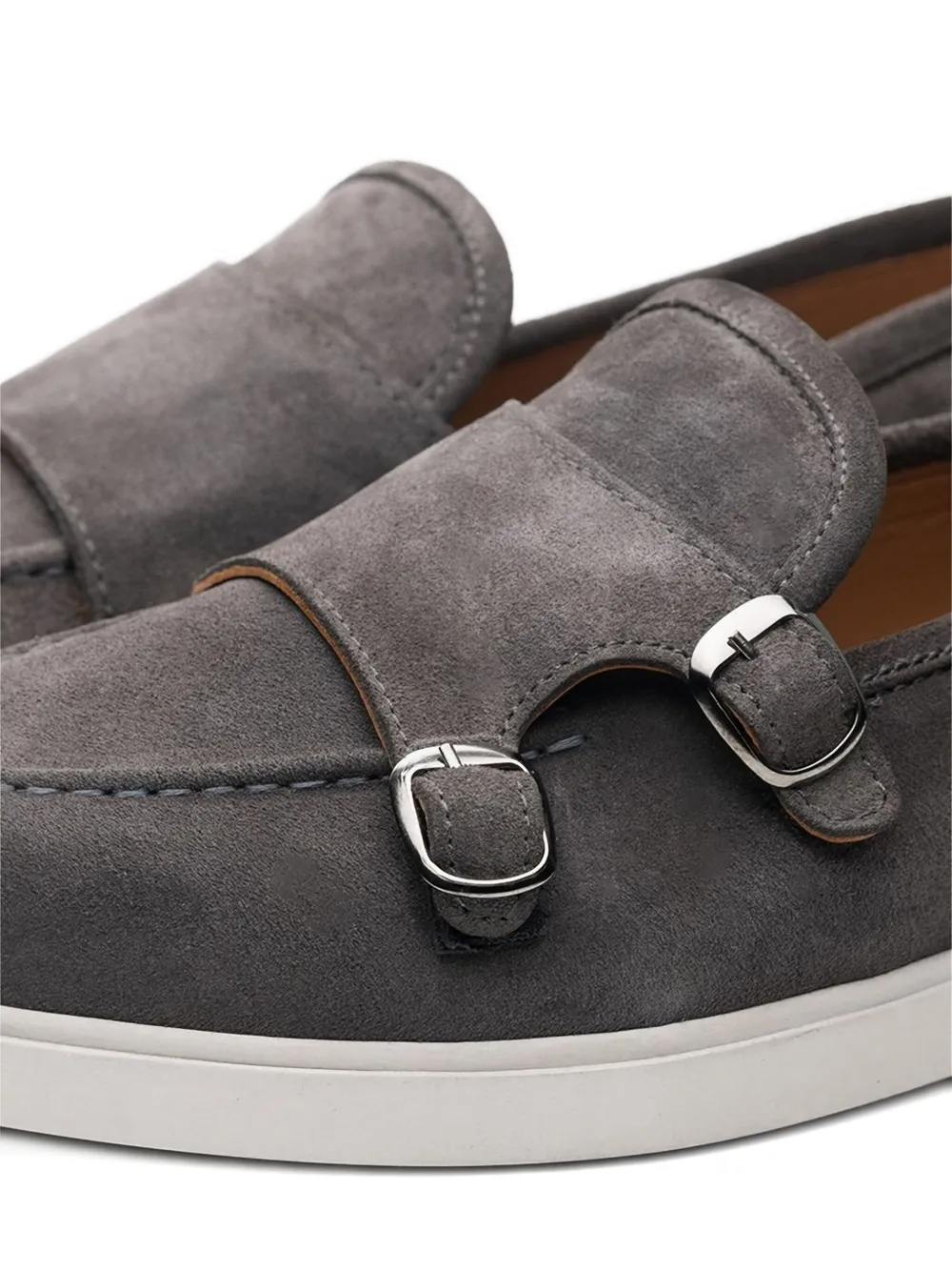 Poche Paris Buckle Strap Monk Shoes In Gray