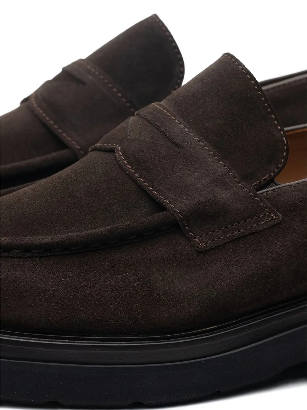 Poche Paris Strap Suede Loafers In Brown