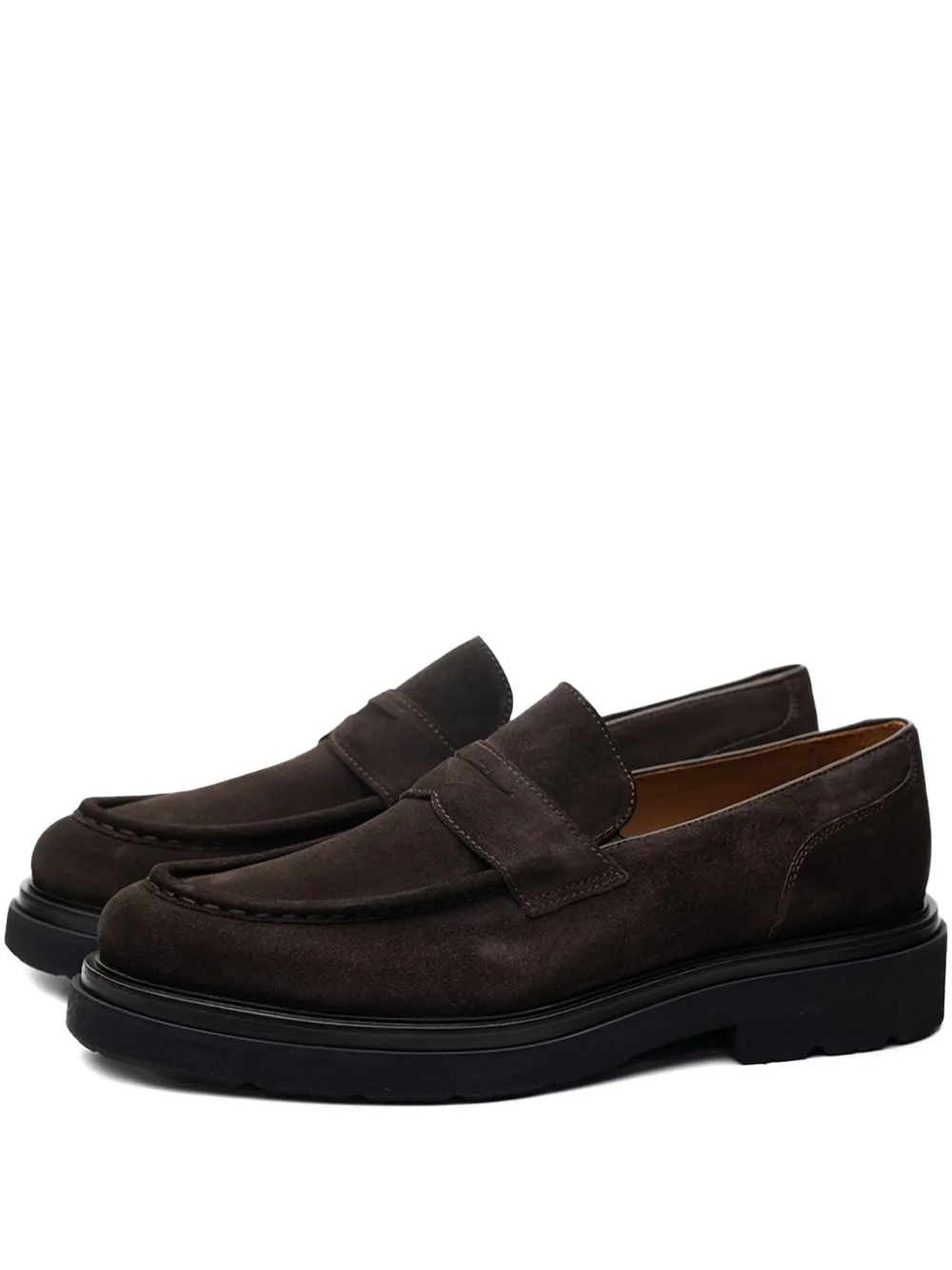 Poche Paris Strap Suede Loafers In Brown