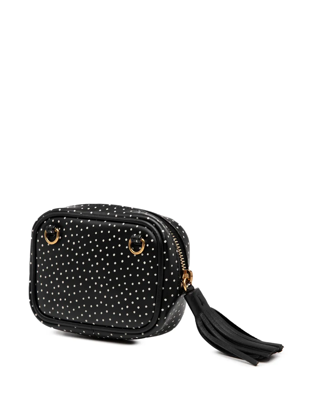 Pre-owned Saint Laurent 2020 Baby Quilted Chevron Calfskin Monogram Polka Dot Lou Camera Bag Crossbody Bag In Black