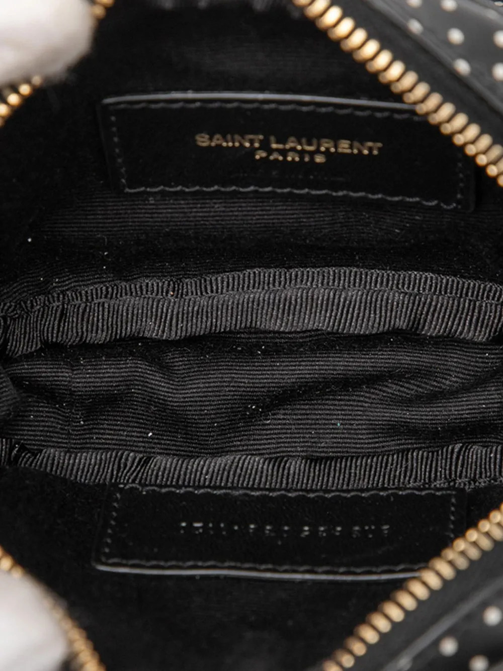 Pre-owned Saint Laurent 2020 Baby Quilted Chevron Calfskin Monogram Polka Dot Lou Camera Bag Crossbody Bag In Black