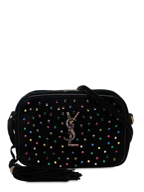Saint Laurent Pre-Owned شنطة كروس 'لو كاميرا باغ' شمواه بكريستال ومونوغرام 2018