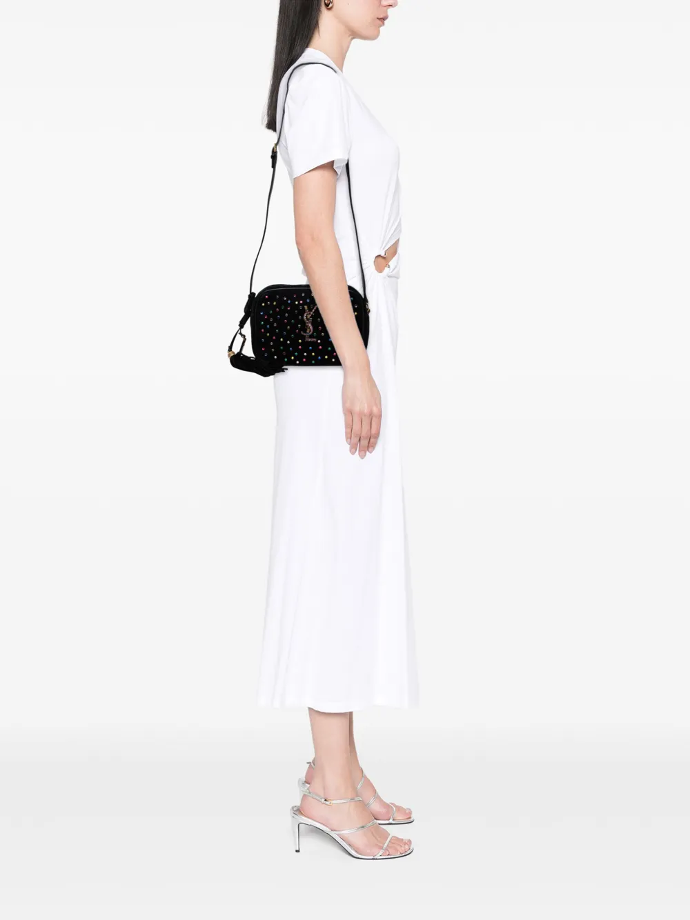 Saint Laurent Pre-Owned Borsa a tracolla Lou Camera Bag in pelle scamosciata con monogramma e cristalli 2018 | Pre-owned | Image 2