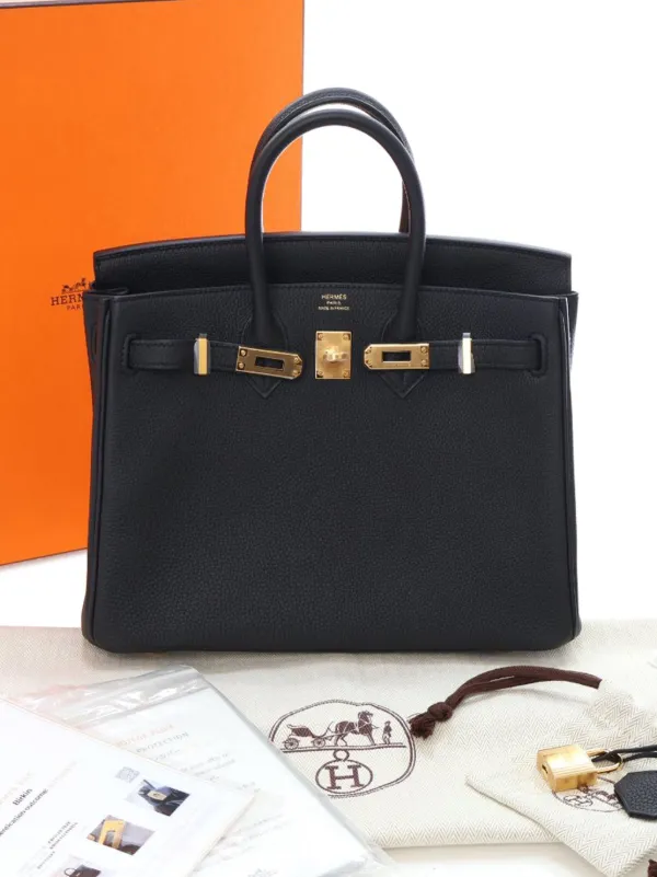 Hermès Pre-Owned 2017 Togo Birkin Retourne 25 Handbag Black FARFETCH IN