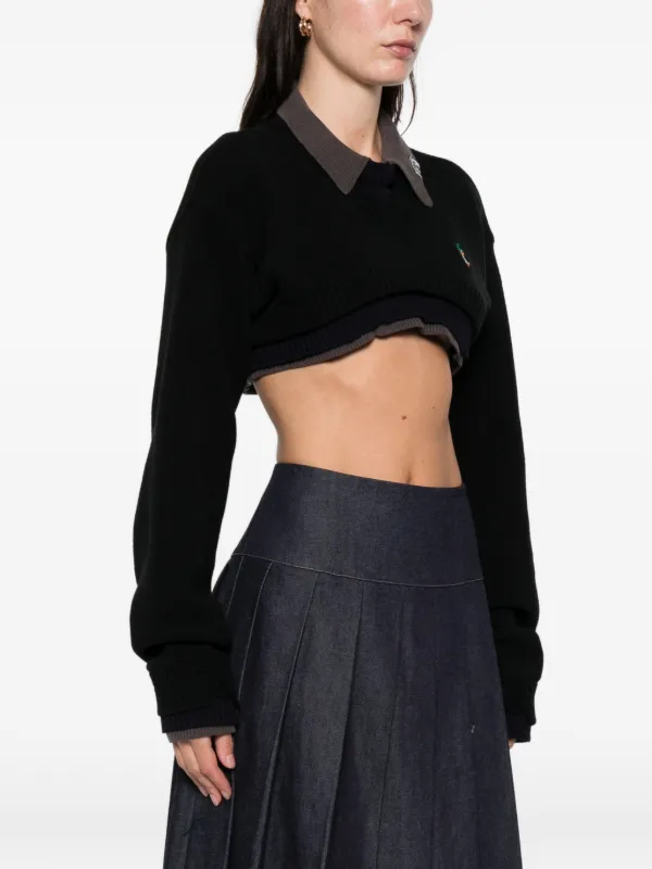 トップス Mihara Yasuhiro Cropped Long Sleeve Maison MIHARA YASUHIRO レイヤード クロップドセーター | ブラック