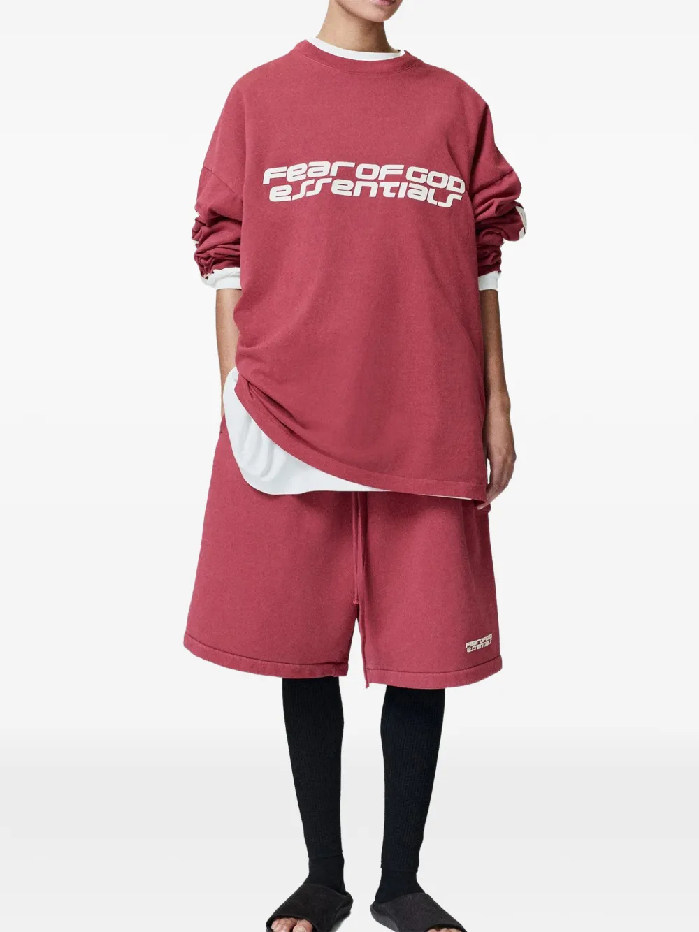 FEAR OF GOD ESSENTIALS 90s logo long-sleeve T-shirt - Rood