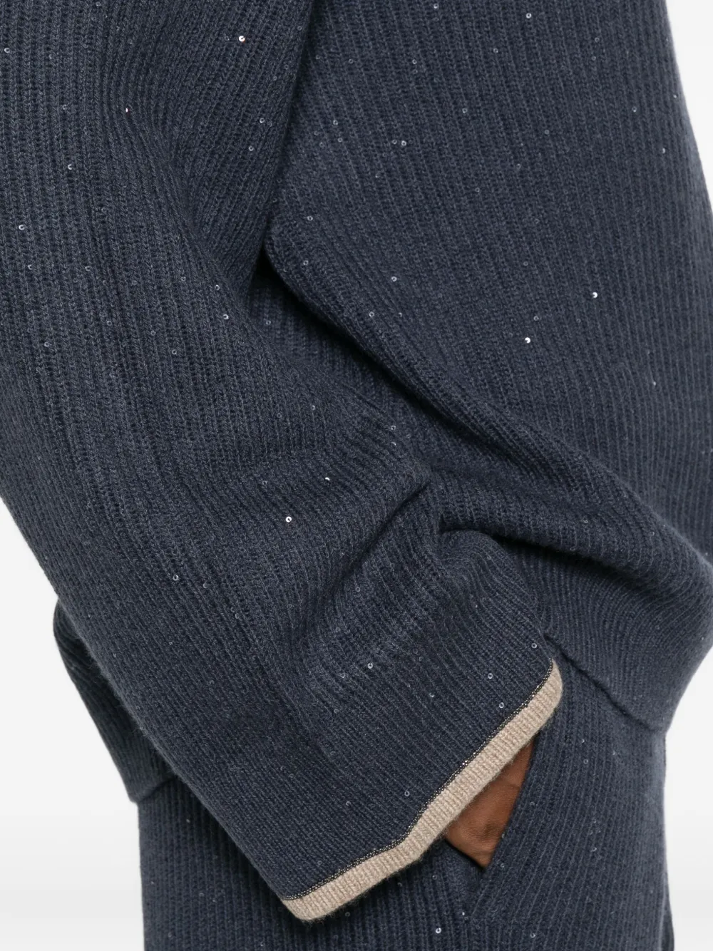 Brunello Cucinelli Hoodie verfraaid met pailletten Blauw