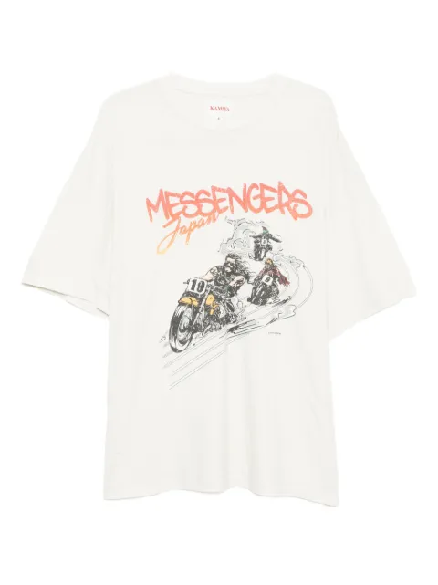KAMIYA Motorbike Messengers-print distressed T-shirt