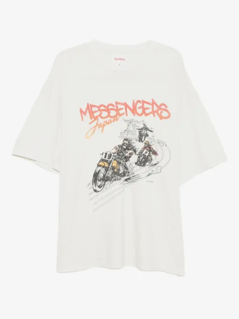 KAMIYA  Motorbike Messengers-print distressed T-shirt