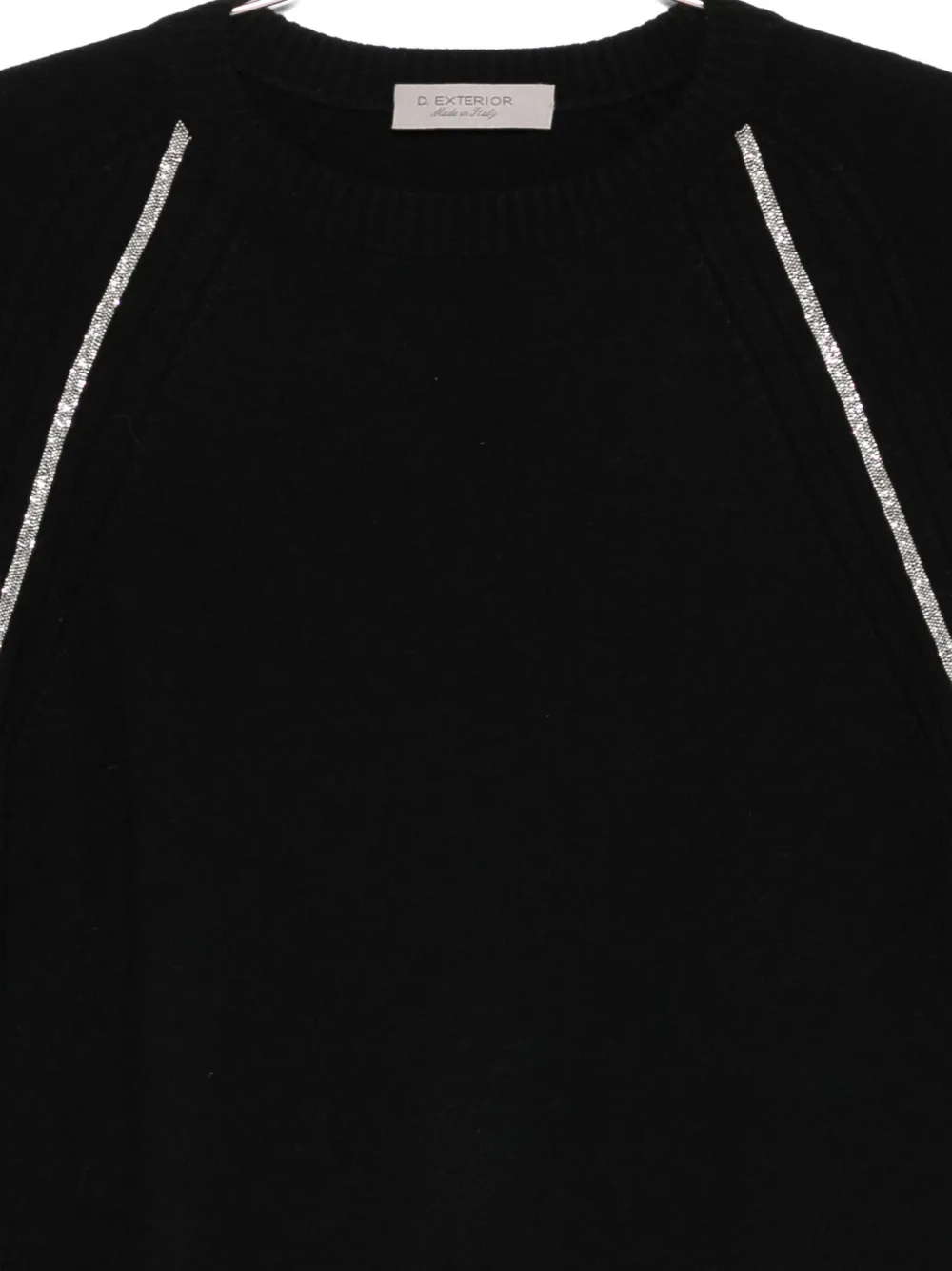 D Exterior Classic Black Sweater With Round Neckline And Long Sleeves In Black