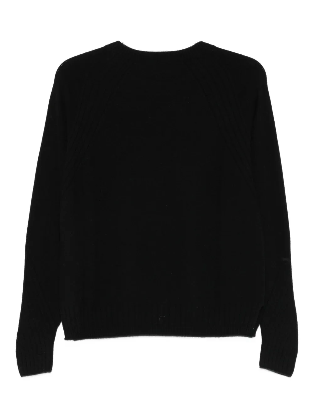 D Exterior Classic Black Sweater With Round Neckline And Long Sleeves In Black