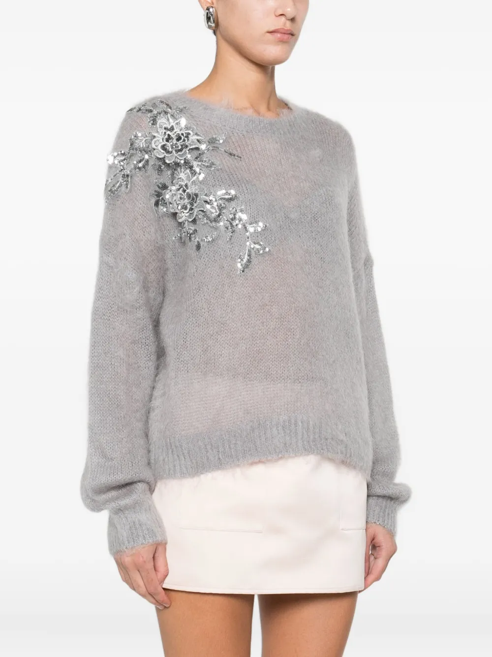 Blugirl Classic Knit Sweater With Versatile Grey Shade In Gray